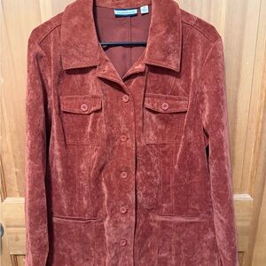 Vintage Croft & Barrow Rust Suede-Look Button Front Jacket Size XL